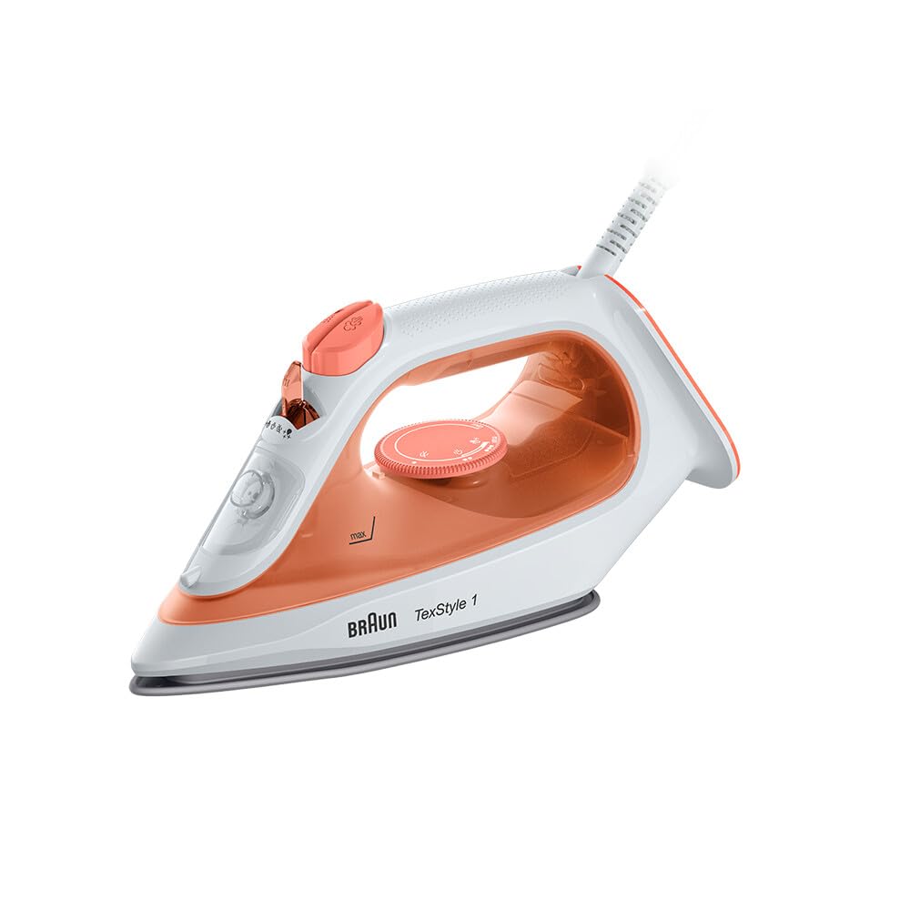 Braun TexStyle 1 Steam Iron, 1900 Watts, Non-stick soleplate, 50% Energy Saving, Orange, SI1009OR,