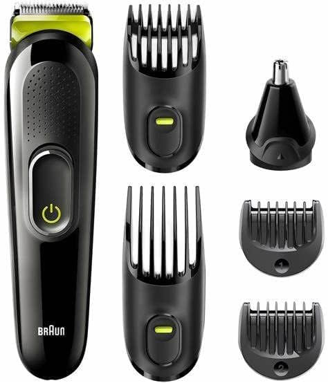 Braun 7-in-1 All-in-one Trimmer, Beard Trimmer for Men, Hair Clipper and Face Trimmer with Lifetime Sharp Blades and 5 Attachments