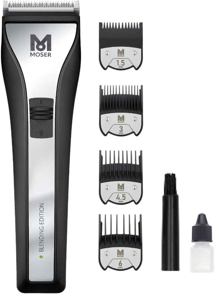 Moser Chrom2Style Blending Edition Professional Cordless Hair Clipper for Men (Made in Germany) | 105-Min Run Time | Removable Blade & Magnetic Premium Attachment Combs (1877-0152)