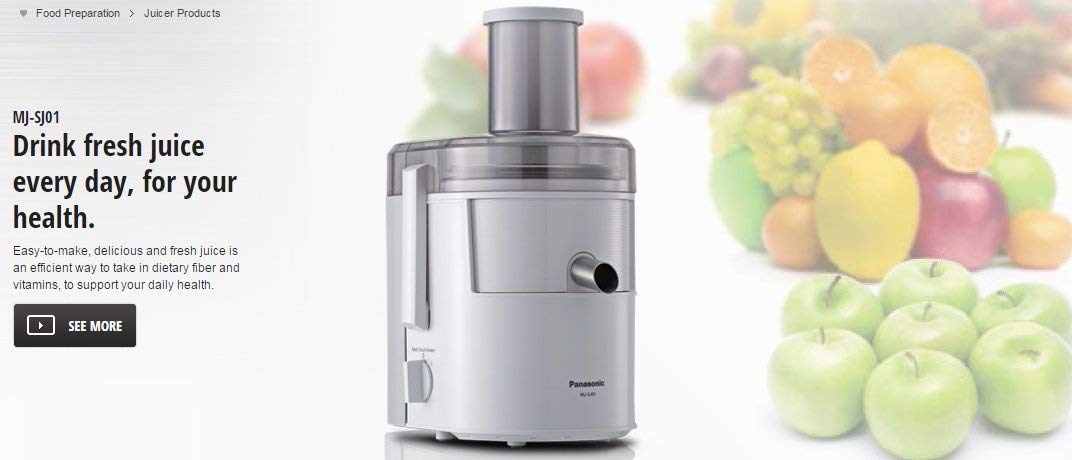 Panasonic Wide Tube Juicer - White [mj-sj01]