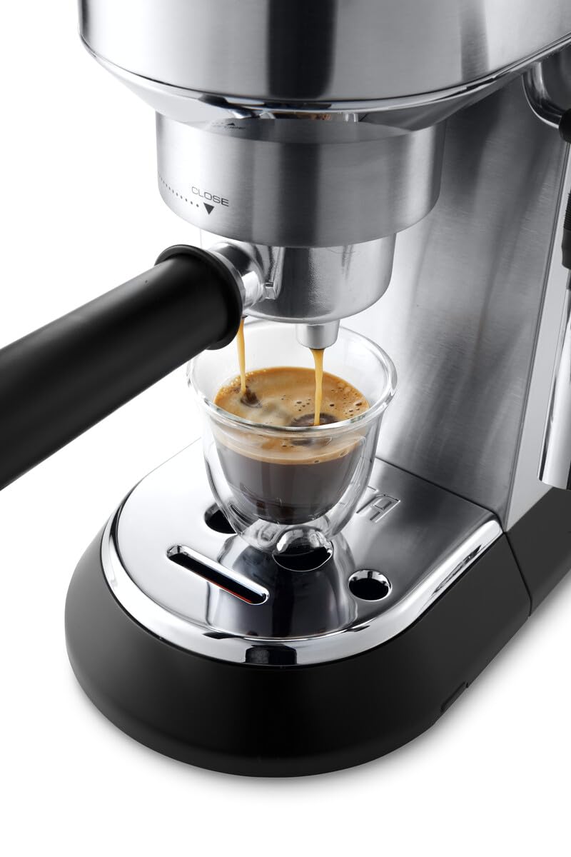 De'Longhi Dedica Pump Espresso Manual Coffee Machine with FREE Electric Coffee Grinder | Cappuccino, Latte, Milk Frother | Stainless Steel Grinding Blade With 12 Settings | EC685.M+KG79 (Metal)