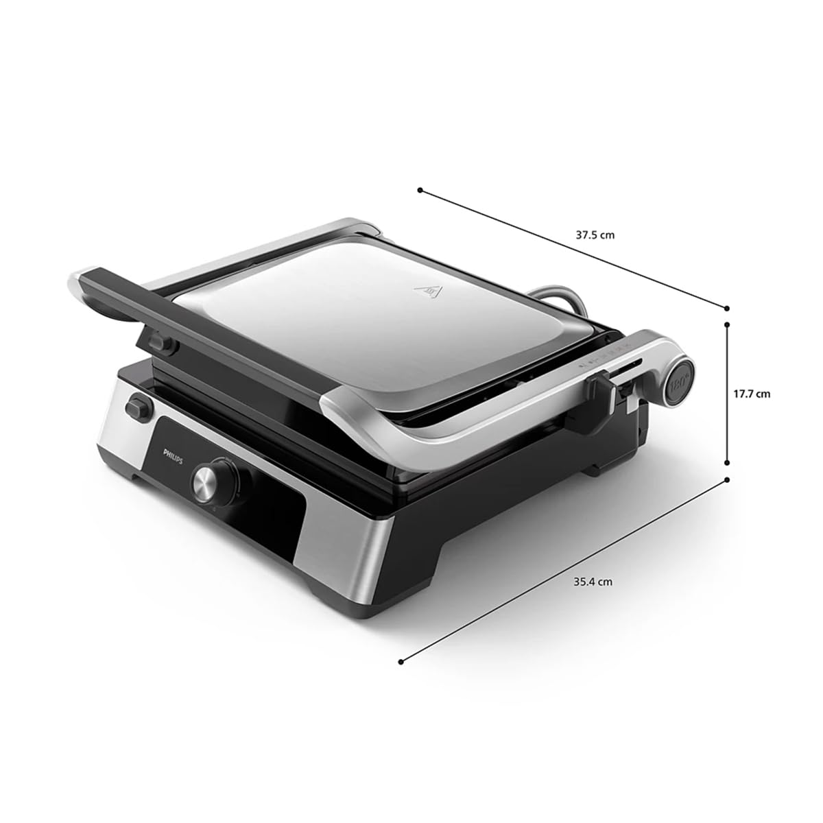 Philips Kontaktgrill - Temperaturfühler und 8 Voreingestellte Funktionen Grill mit großer Grillfläche. Digitale Temperaturregelung 60°C-220°C. Leicht zu reinigen (HD6307/70)