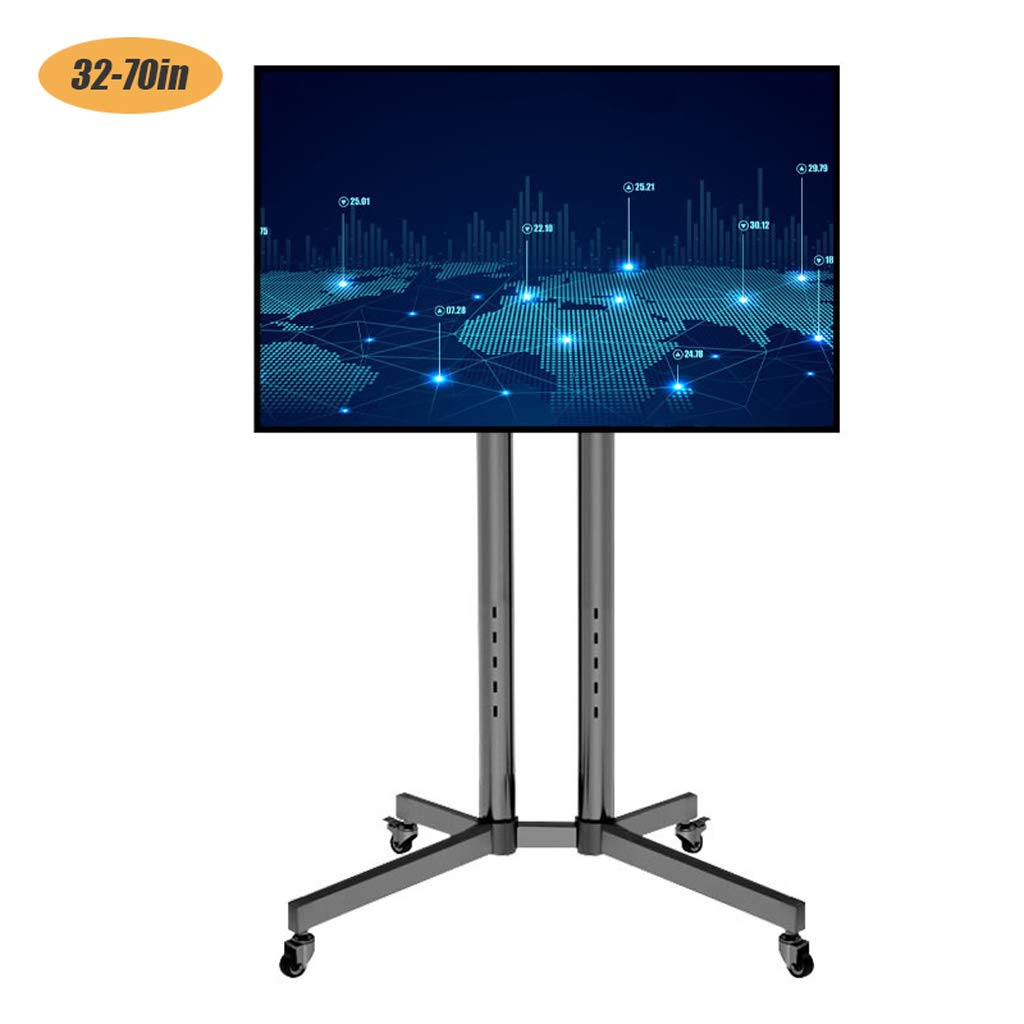 WLNKJ Tv Stand Trolley, Height Adjustable Floor-standing Mobile Tv Cart Shelf Stand with 360 ° Brake Wheel for 32-70" Screen Monitors