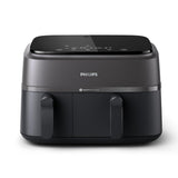 Philips Dual Basket Air Fryer 3000 Series, 8-in-1 functions, 9.5 Quarts, 2 Drawers, Auto-sync Cooking Time, 90% Less Fat, Rapid Air Technology, HomeID Recipe App, Dishwasher Safe