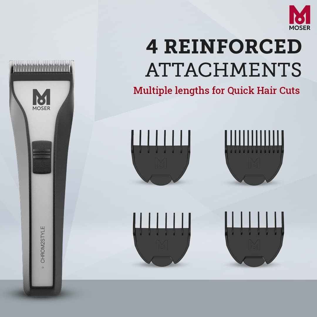 Moser Chrom2Style Blending Edition Professional Cordless Hair Clipper for Men (Made in Germany) | 105-Min Run Time | Removable Blade & Magnetic Premium Attachment Combs (1877-0152)