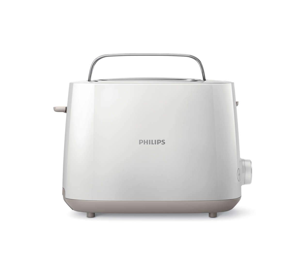 PHILIPS 2 Slice Daily Collection Toaster HD2581/01, With 8 settings and integrated bun warming rack, 2 large variable slots for different size of bread