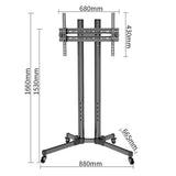 WLNKJ Tv Stand Trolley, Height Adjustable Floor-standing Mobile Tv Cart Shelf Stand with 360 ° Brake Wheel for 32-70" Screen Monitors
