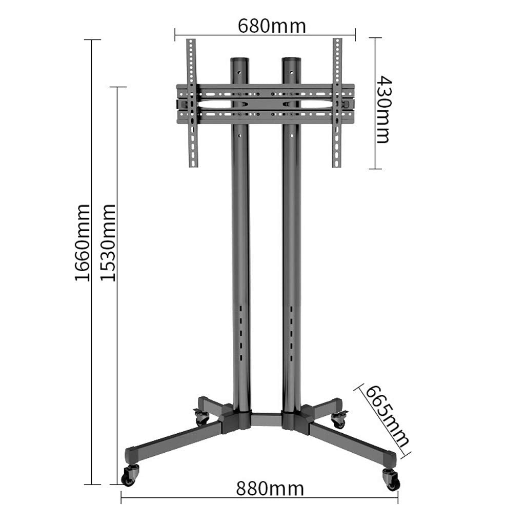 WLNKJ Tv Stand Trolley, Height Adjustable Floor-standing Mobile Tv Cart Shelf Stand with 360 ° Brake Wheel for 32-70" Screen Monitors
