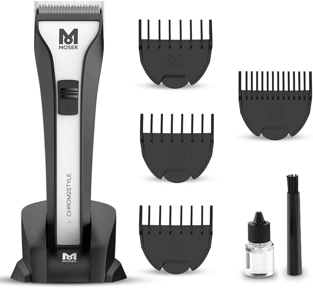 Moser Chrom2Style Blending Edition Professional Cordless Hair Clipper for Men (Made in Germany) | 105-Min Run Time | Removable Blade & Magnetic Premium Attachment Combs (1877-0152)