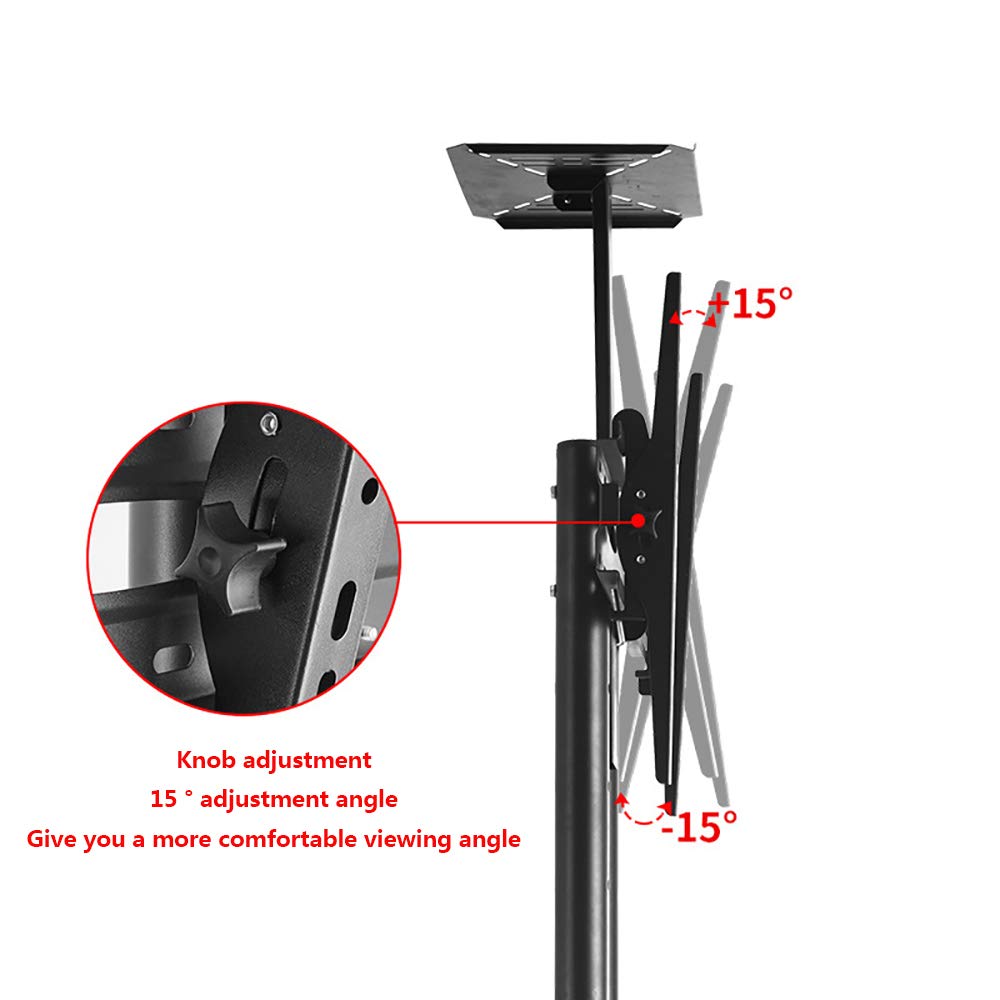VBARV Swivel Universal TV Stand/Base - TV Cart Floor Stand for 32-55 Inch LCD LED TVs,Height Adjustable TV Mount,with Lockable Wheels, VESA 640x400mm, Holds Up To 100lbs