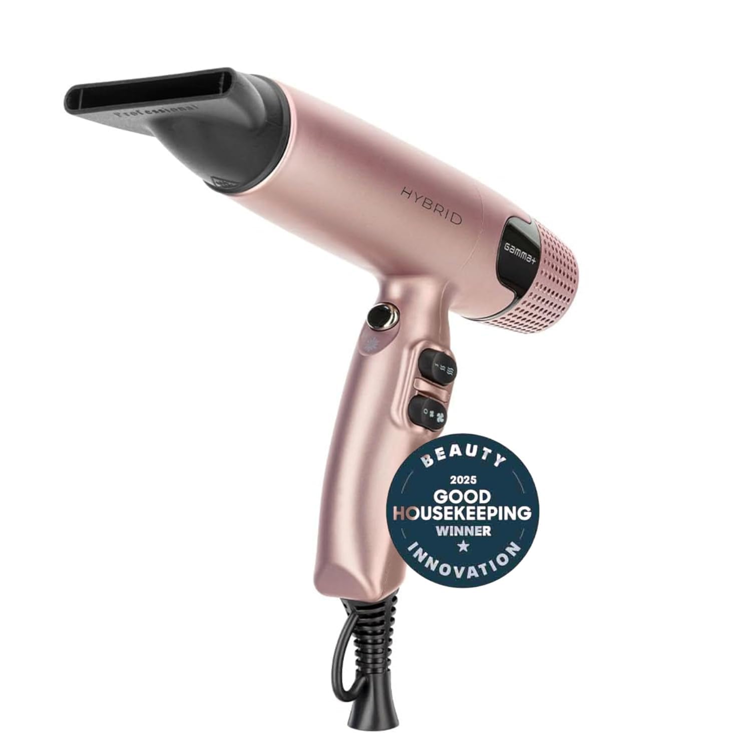 GAMMA+ Hybrid Professional Hair Dryer Lightweight, Ionic Technology, Low Noise with 2 Nozzles and Diffuser