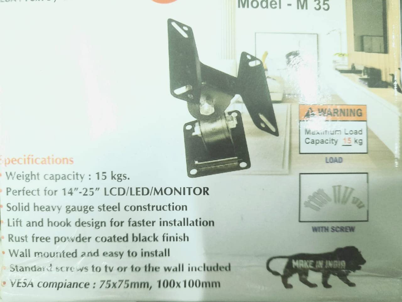 DKM Monitor Wall Mount TV Wall Mount Bracket for 14'' to 25" inch LCD / 4K /Smart Tv Full Motion Swivel Stand (M.com M35) Support 14" - 25" TV / Monitor, 15 kgs capacity