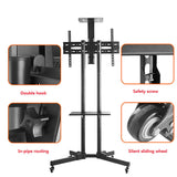 VBARV Swivel Universal TV Stand/Base - TV Cart Floor Stand for 32-55 Inch LCD LED TVs,Height Adjustable TV Mount,with Lockable Wheels, VESA 640x400mm, Holds Up To 100lbs