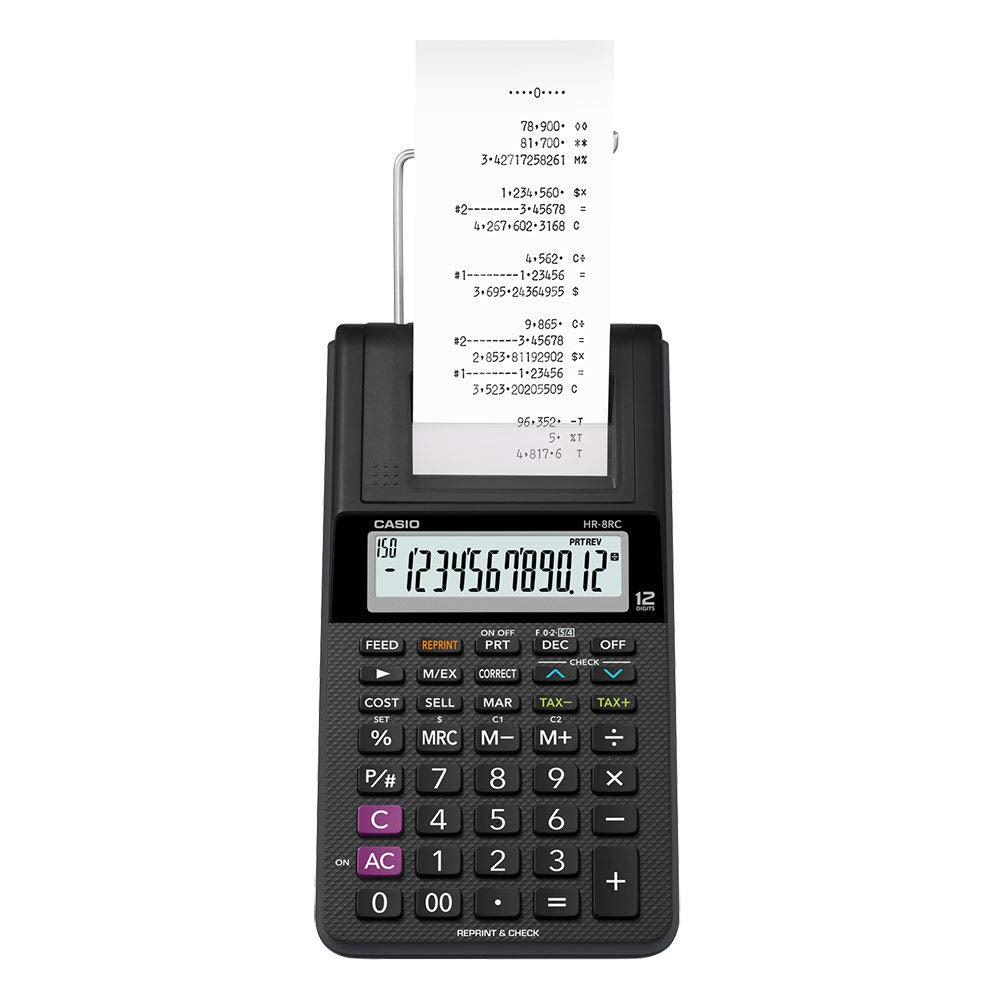 Casio Calculator with Printer, 12 Digits , Black