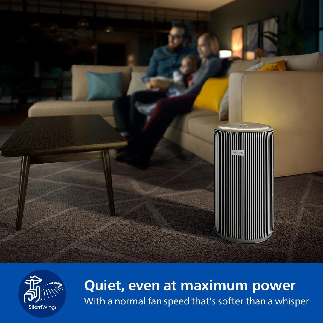 Philips Air Purifier 4200 Series, HEPA NanoProtect+Double Active Carbon Filter, CADR 600m3/h for 156m2, Quiet, Intelligent and Energy efficient, Silver (AC4220/12)