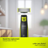 فيليبس OneBlade Pro ماكينة للوجه والجسم QP6542/10، للتشذيب والحلاقة مع مشط دقيق بـ 12 طولاً، مقاومة للماء، استخدام لاسلكي لمدة 90 دقيقة