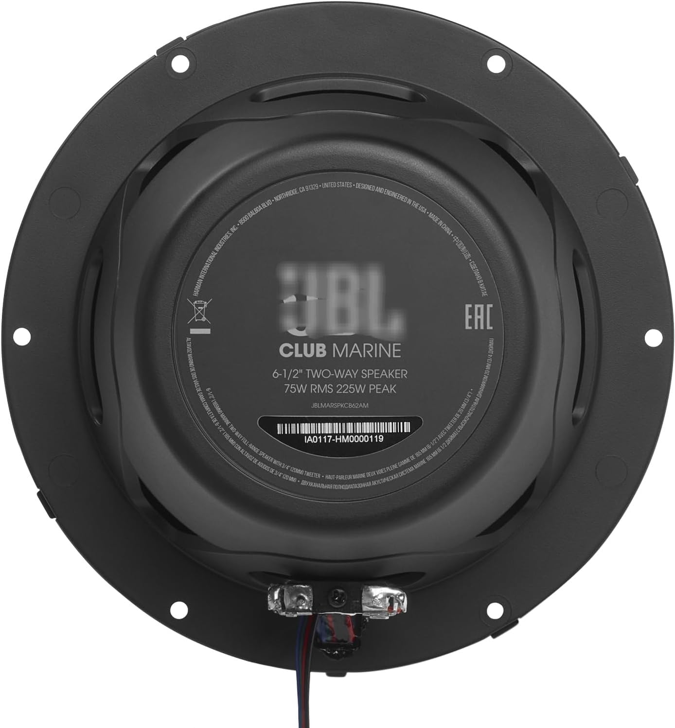 Club Marine Speaker 6 1/2 Inch 2-Way High Performance Outdoor Speaker Waterproof, 225 W Boat Boxes by H-arman K-ardon, IPx5 Outdoor Speaker, Weatherproof, 7 Colours LED Lighting, 2 Grill Colours