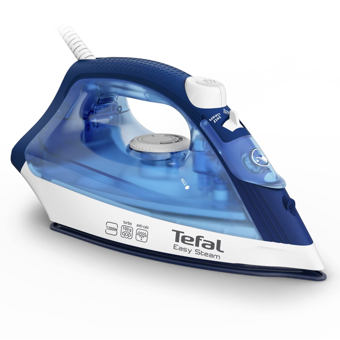 TEFAL Steam Iron | Easy Steam | Iron Steamer | 1200 W | 220 ml | Anti-scale | Non-stick | Blue |2 Years Warranty | FV1941M0