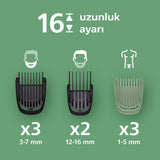 ماكينة التشذيب متعددة الاستخدامات MG7922/15 من Philips | مجموعة عناية 13 في 1 لتشذيب الوجه والشعر والجسم | مشط دقيق لتسريح مثالي | 120 دقيقة من الاستخدام اللاسلكي، مقاومة للماء