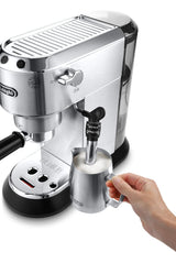 De'Longhi Dedica Pump Espresso Manual Coffee Machine with FREE Electric Coffee Grinder | Cappuccino, Latte, Milk Frother | Stainless Steel Grinding Blade With 12 Settings | EC685.M+KG79 (Metal)