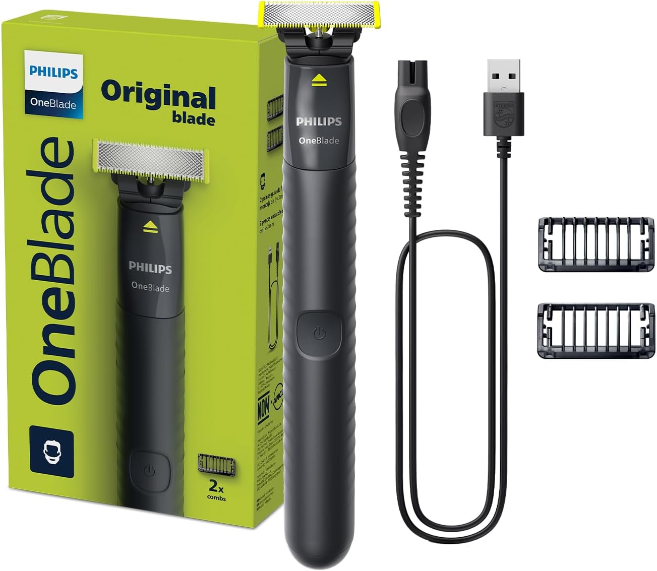 ماكينة OneBlade للوجه والجسم QP2824 من Philips | شفرة مزدوجة الجوانب | تقنية OneBlade الفريدة | 45 دقيقة من الاستخدام اللاسلكي | مقاومة للماء | أداة كهربائية لتشذيب وحلاقة اللحية