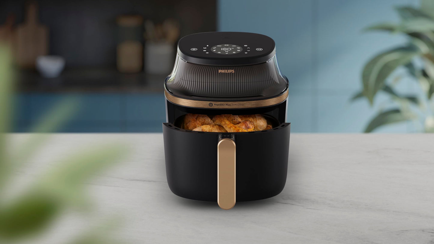 Philips Airfryer L - 4.2L, 1400W, See-through Cooking Window, 16 Cooking Functions, Touchscreen, RapidAir Plus Technology, Black - NA322/09
