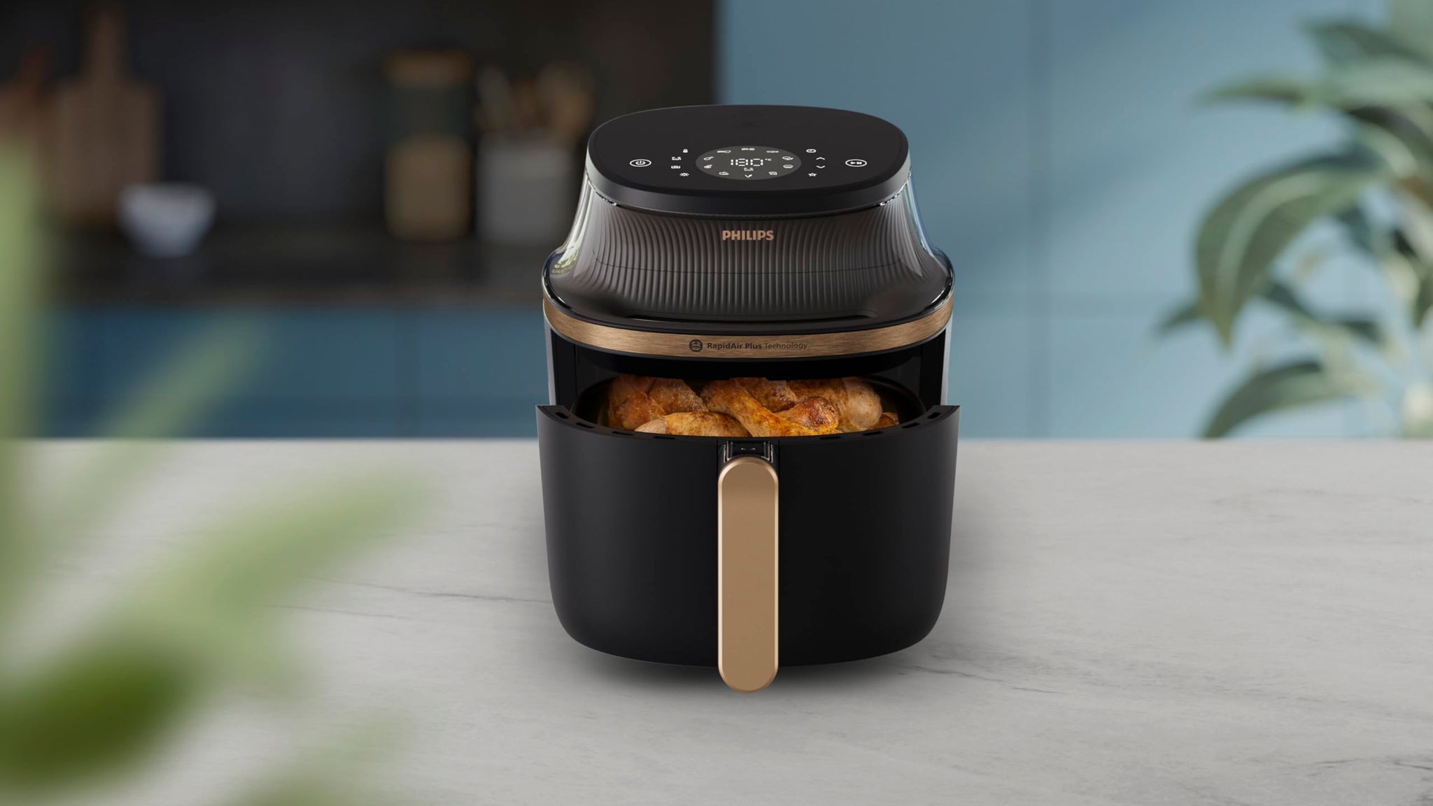 Philips Airfryer L - 4.2L, 1400W, See-through Cooking Window, 16 Cooking Functions, Touchscreen, RapidAir Plus Technology, Black - NA322/09