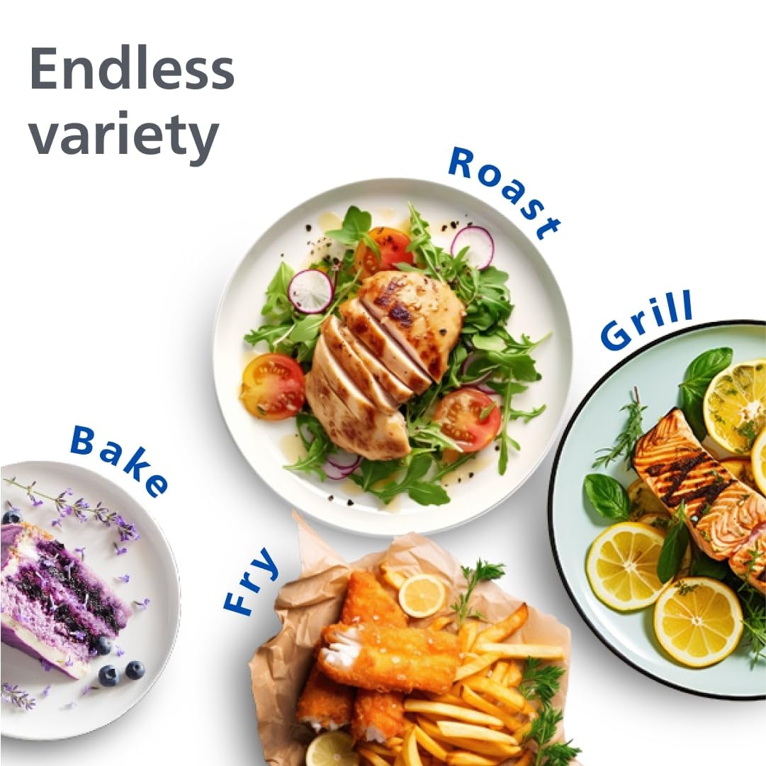 Philips Dual Basket Air Fryer 3000 Series, 8-in-1 functions, 9.5 Quarts, 2 Drawers, Auto-sync Cooking Time, 90% Less Fat, Rapid Air Technology, HomeID Recipe App, Dishwasher Safe