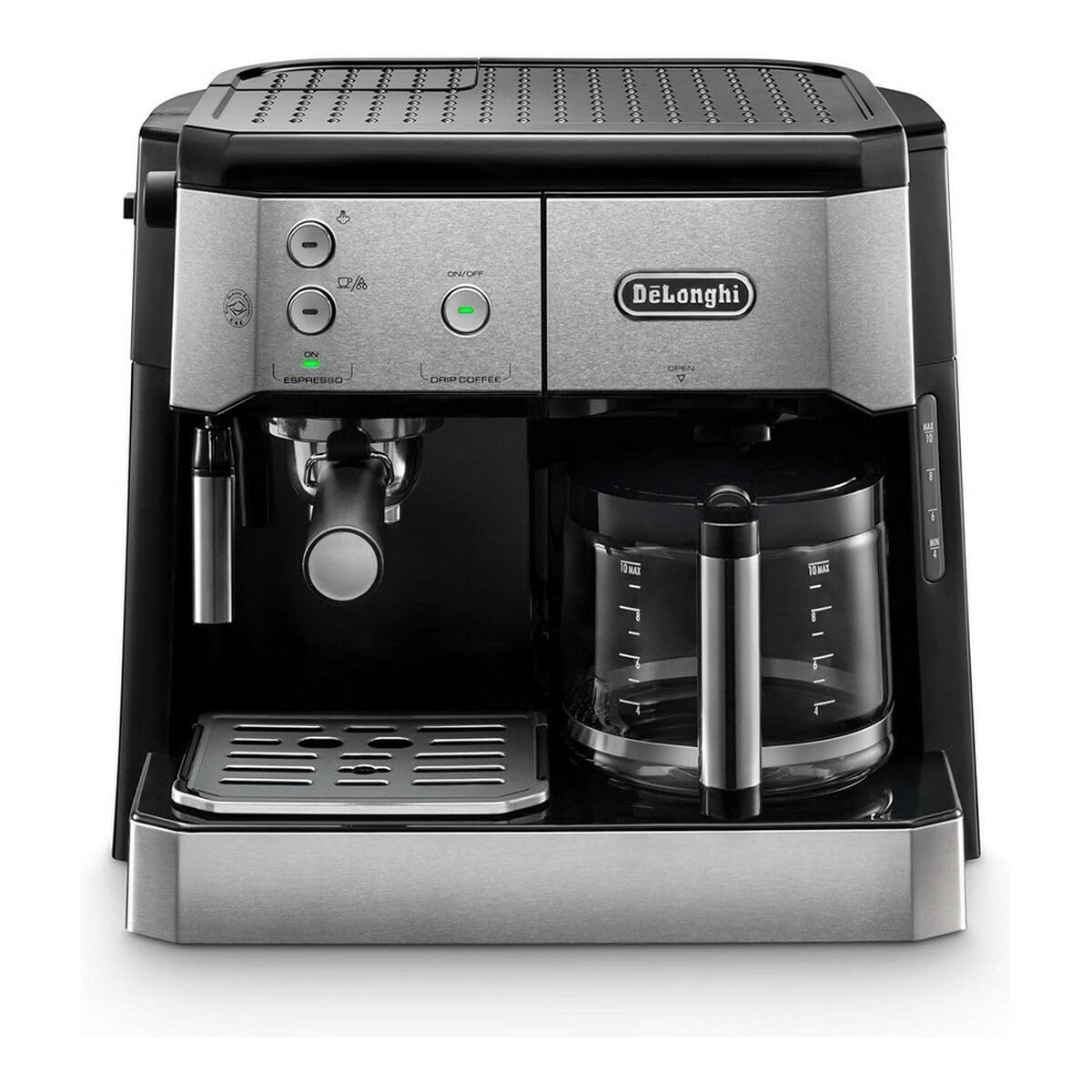 De Longhi Dual Function Coffee Machine Espresso And Drip Coffee Milk Frother BCO421.S (Silver)