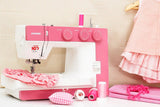 Janome 1522PG Pink Mechanical Sewing Machine | 22 Integrated Stitches | 1 Step Automatic Eyelet | Automatic Threader | Free Arm | LED Light | Anniversary Edition
