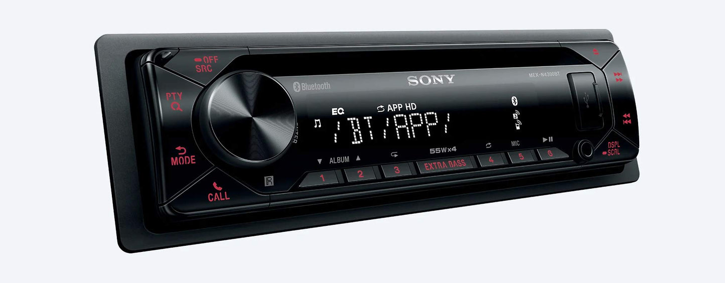 Sony MEX-N4300BT Car Radio with CD, Dual Bluetooth, USB and AUX Connection Hands-Free Calling, Single DIN CD Receiver, 4 x 55 Watts