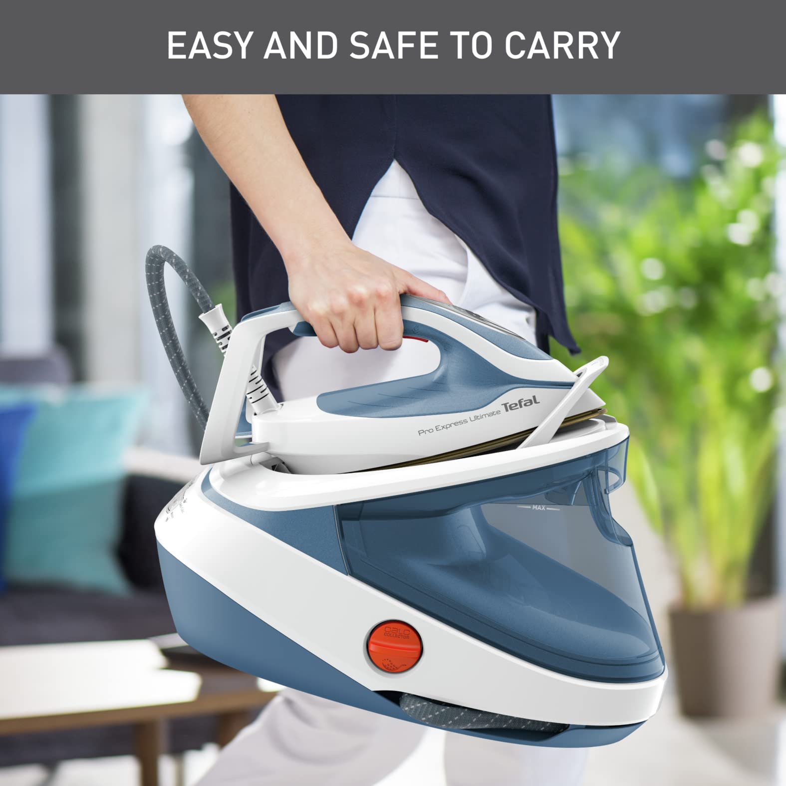 TEFAL Steam Station | Pro Express Ultimate II | Steam Generator Iron Steamer | 1.2 L | 2700 Watts | Durilium Airglide Soleplate | Anti scale | Auto off | Blue & White | 2 Years Warranty | GV9710M0