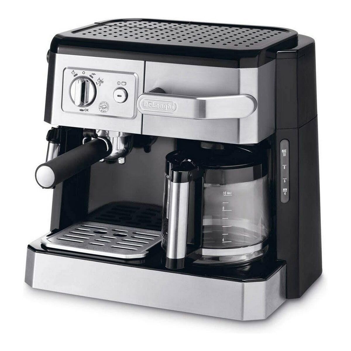 De Longhi Dual Function Coffee Machine Espresso And Drip Coffee Milk Frother BCO421.S (Silver)
