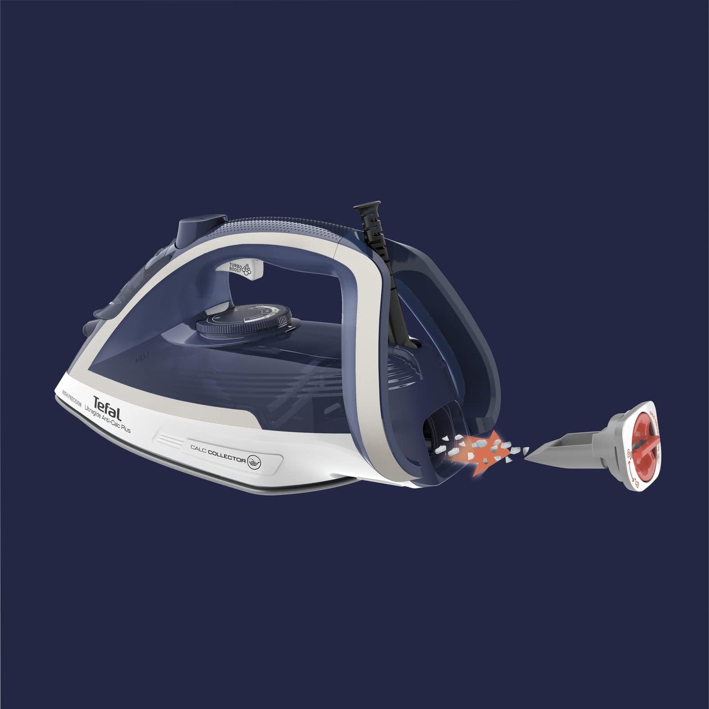 Tefal Ultraglide Anti-Calc Plus Steam Iron, 270 ml, 2800 Watts, Blue/Silver, Plastic/Durilium Airglide, FV5820G0