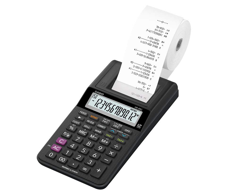 Casio Calculator with Printer, 12 Digits , Black