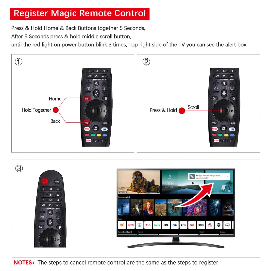 Qzanyee Life AN-MR650A AN-MR19BA AN-MR20GA Voice Magic Remote Control Replacement fit for LG TV UN85 UN81 UN80 UN74 UN73 UN71 B7 B7A C7 E7 G7 W7 W8 B9 C9 E9 W9 NANO99 NANO97 Series