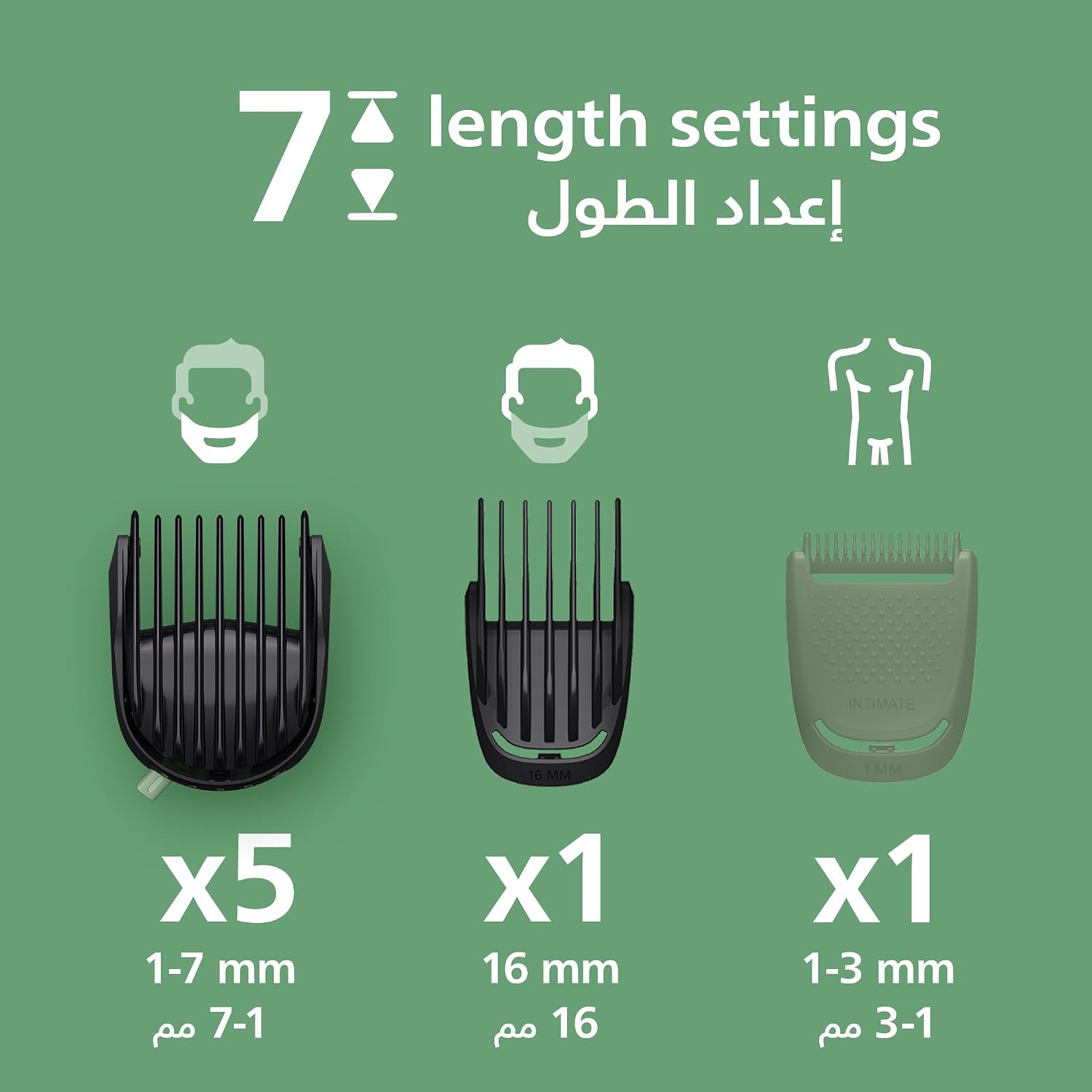 ماكينة التشذيب متعددة الاستخدامات MG7922/15 من Philips | مجموعة عناية 13 في 1 لتشذيب الوجه والشعر والجسم | مشط دقيق لتسريح مثالي | 120 دقيقة من الاستخدام اللاسلكي، مقاومة للماء