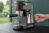 De'Longhi Dedica Pump Espresso Manual Coffee Machine with FREE Electric Coffee Grinder | Cappuccino, Latte, Milk Frother | Stainless Steel Grinding Blade With 12 Settings | EC685.BK+KG79 (Black)