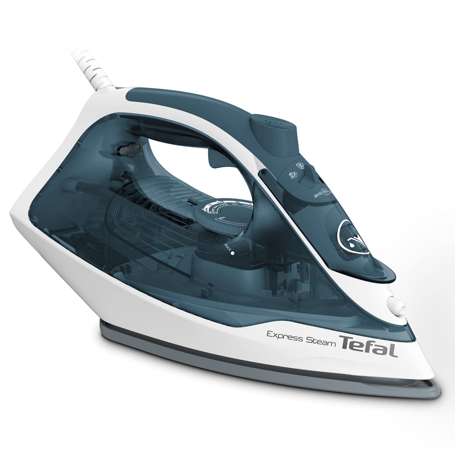 TEFAL Steam Iron | Express Steam | Iron Steamer | 2400 W | 270 ml | Blue/White | Cerilium/Plastic | 2 Years Warranty | FV2831M0