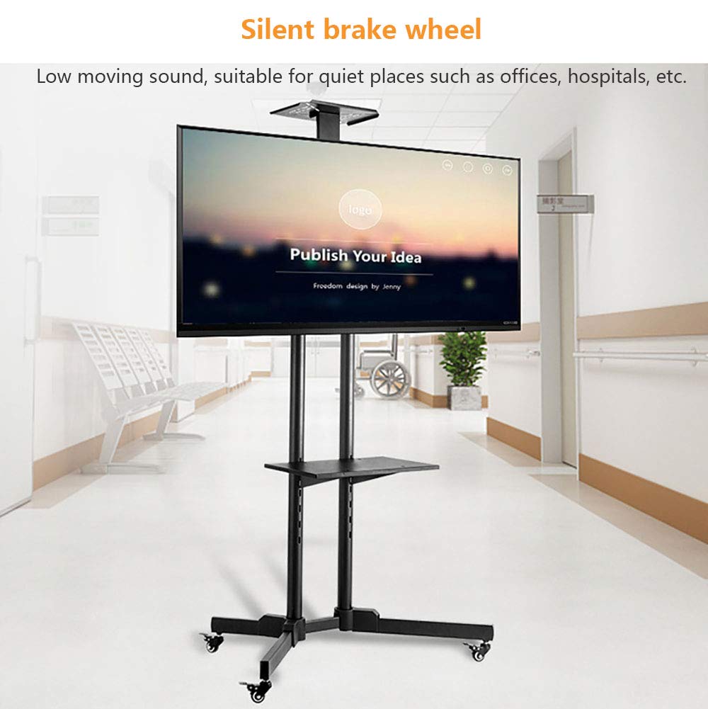 VBARV Swivel Universal TV Stand/Base - TV Cart Floor Stand for 32-55 Inch LCD LED TVs,Height Adjustable TV Mount,with Lockable Wheels, VESA 640x400mm, Holds Up To 100lbs