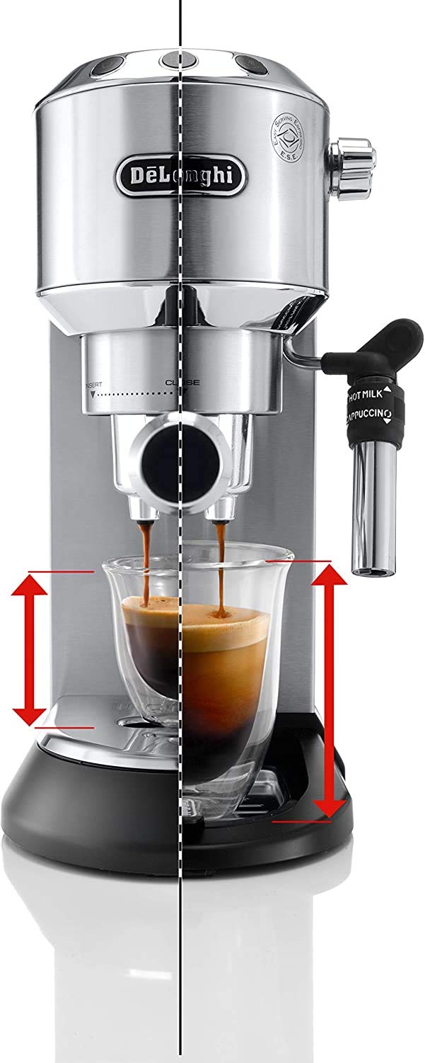 De'Longhi EC685 Dedica Style Pump Espresso Machine with Grinder (M, Silver)