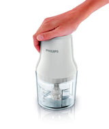 PHILIPS Daily Collection Chopper HR1393/01, 450W, Easy press down operation, Large 0.7 L bowl, White, Stainless steel blade