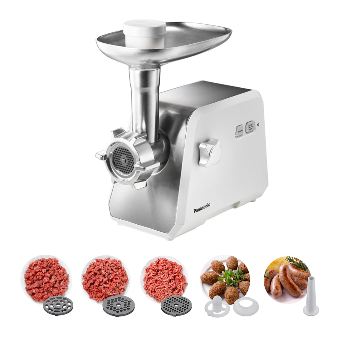 Panasonic 1700W Meat Grinder, Blade Made in Japan for Efficient Grinding, Reverse Mode - MK-GX1711WTZ