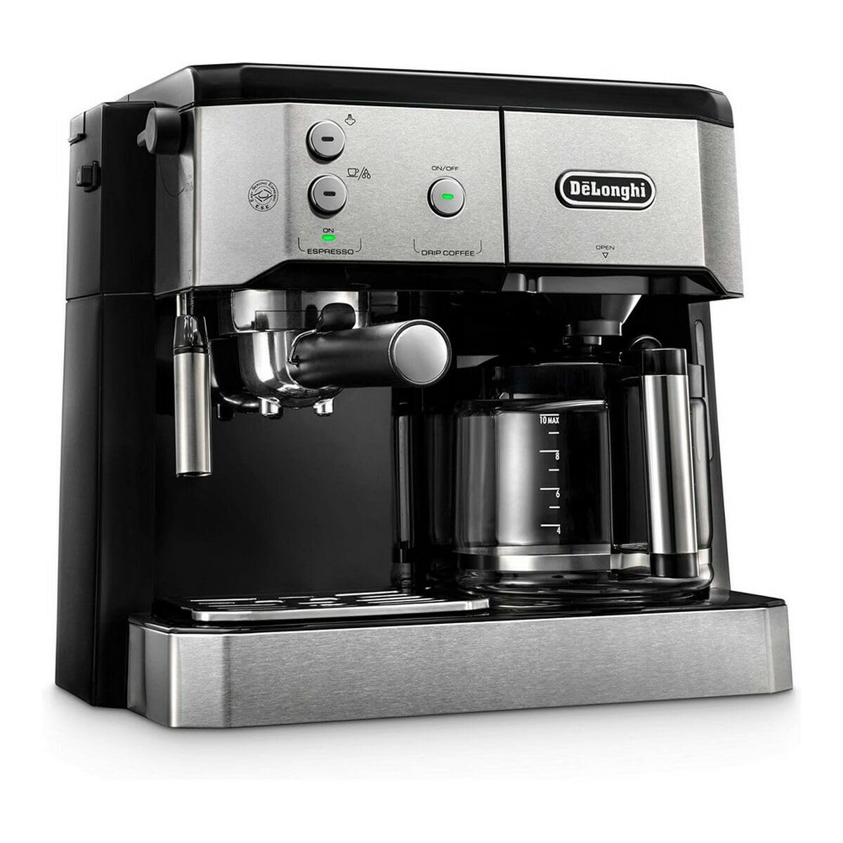 De Longhi Dual Function Coffee Machine Espresso And Drip Coffee Milk Frother BCO421.S (Silver)