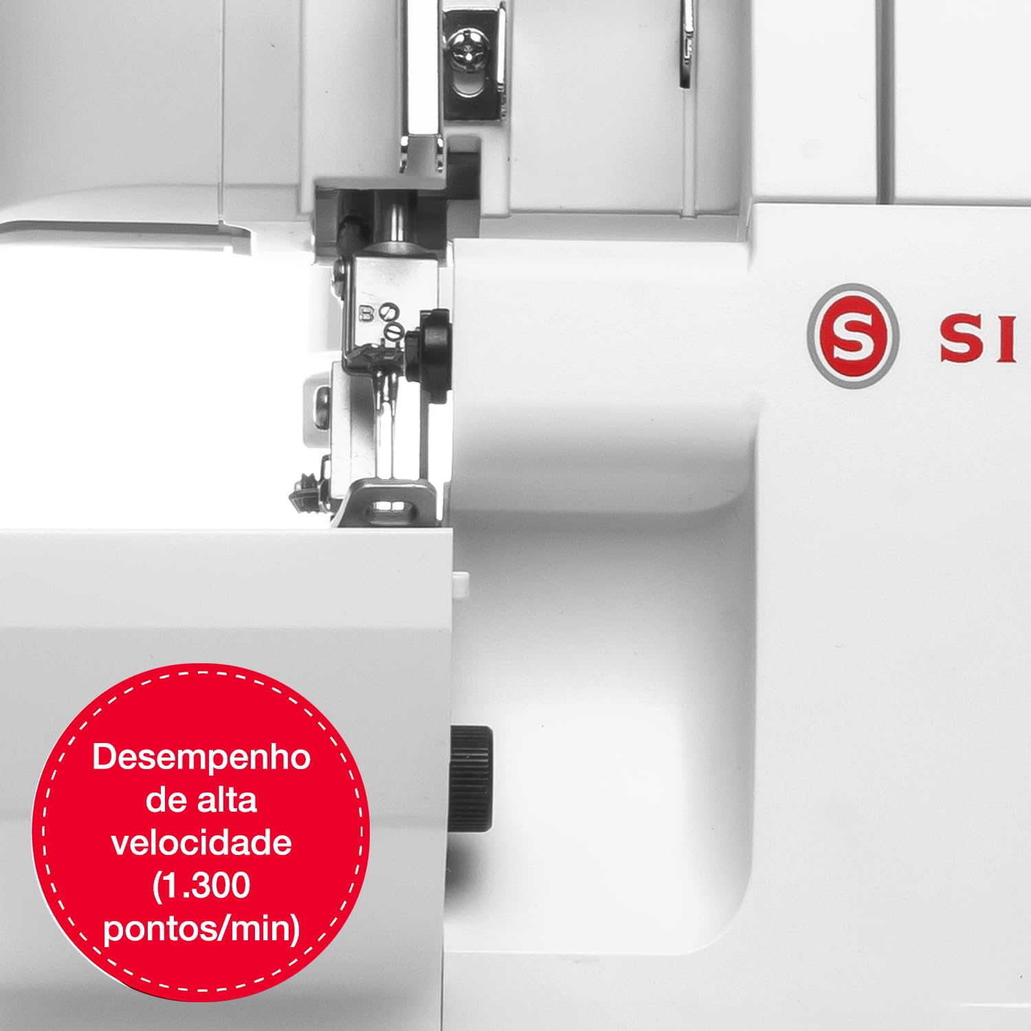 Singer SGM-S0105 Serger Overlocker Machine, 2/3/4 Thread Capacity, 6 Built-In Stitches, 1,300 Stitches Per Minute, Adjustable Stitch Length and Width, Free Arm, and LED Light