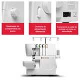Singer SGM-S0105 Serger Overlocker Machine, 2/3/4 Thread Capacity, 6 Built-In Stitches, 1,300 Stitches Per Minute, Adjustable Stitch Length and Width, Free Arm, and LED Light