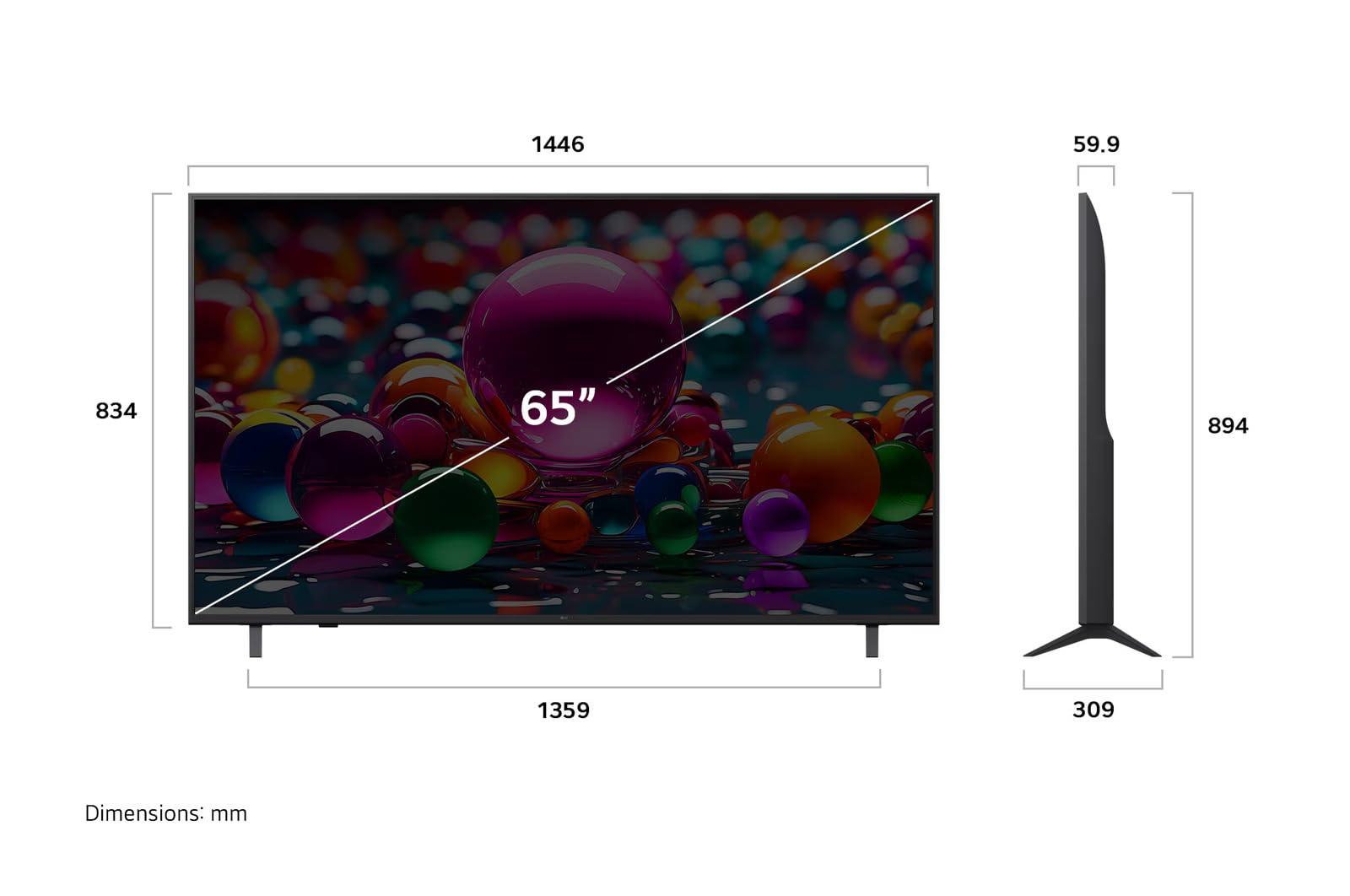 65 inch LG UHD AI UA85 4K Smart TV AI Magic remote HDR10 webOS25 2025