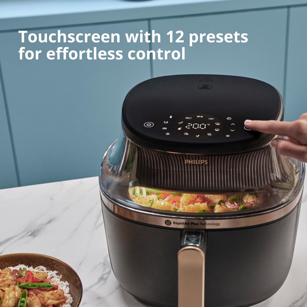 Philips Airfryer XXL - 7.2L, 2000W, See-through Cooking Window, 16 Cooking Functions, Touchscreen, RapidAir Plus Technology, Black - NA342/09