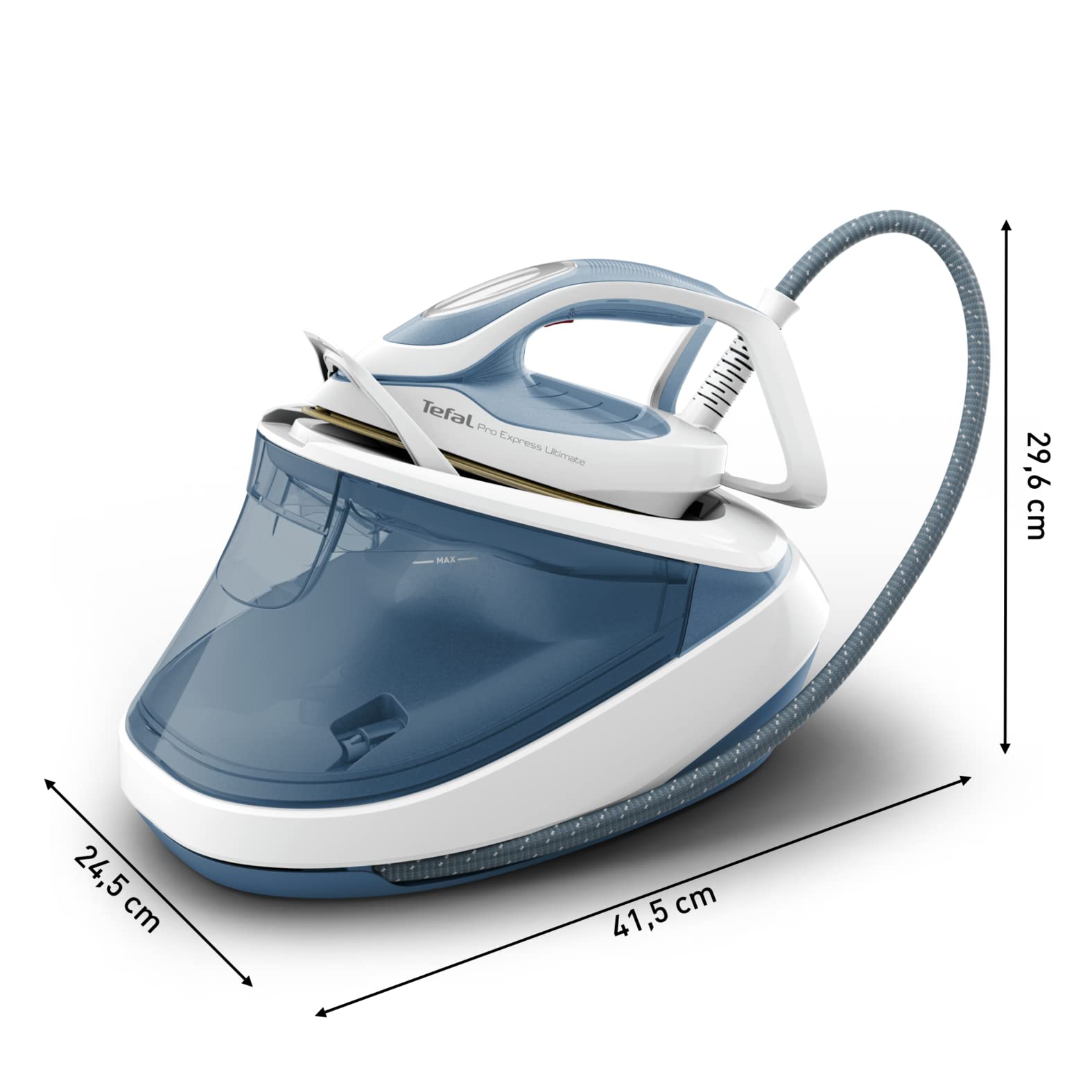 TEFAL Steam Station | Pro Express Ultimate II | Steam Generator Iron Steamer | 1.2 L | 2700 Watts | Durilium Airglide Soleplate | Anti scale | Auto off | Blue & White | 2 Years Warranty | GV9710M0