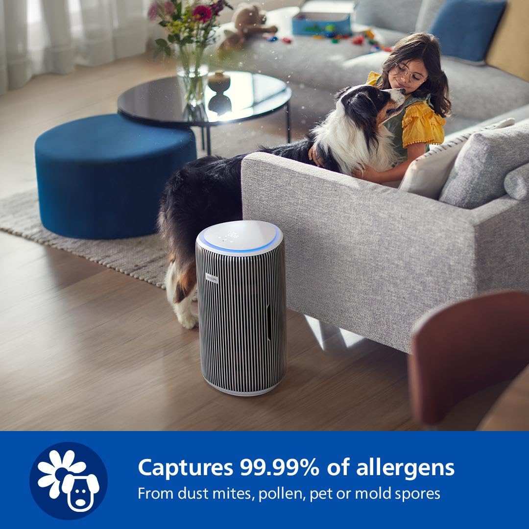 Philips Air Purifier 3200 Series, HEPA NanoProtect + Active Carbon Filter, CADR 520m³/h for 135m² Allergy sufferers, Ultra-quiet, Intelligent and Energy efficient